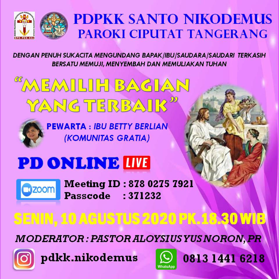 PD PKK St. Nikodemus Ciputat – Senin, 10 Agustus 2020