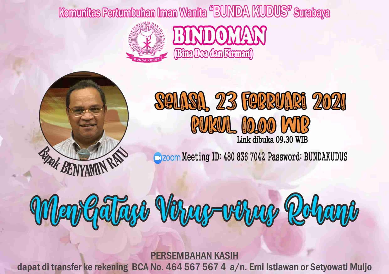 Komunitas “BUNDA KUDUS” Surabaya<br>Mengundang Bapak/ Ibu/ Sdr/ i untuk mengikuti BINDOMAN